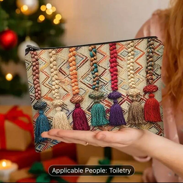 Woven Tassel Toiletry Bag