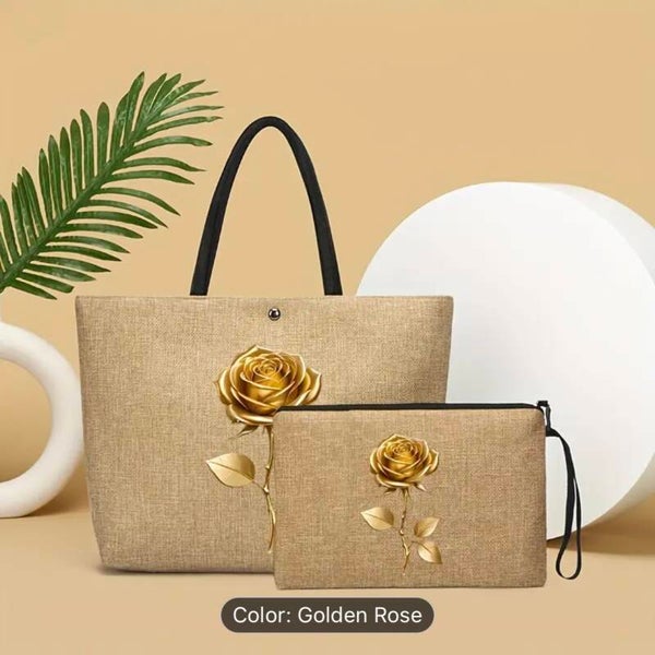 Golden Rose Tote Bag-2Set