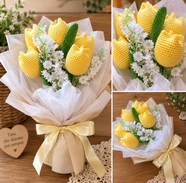 Bouquet artigianale di tulipani gialli