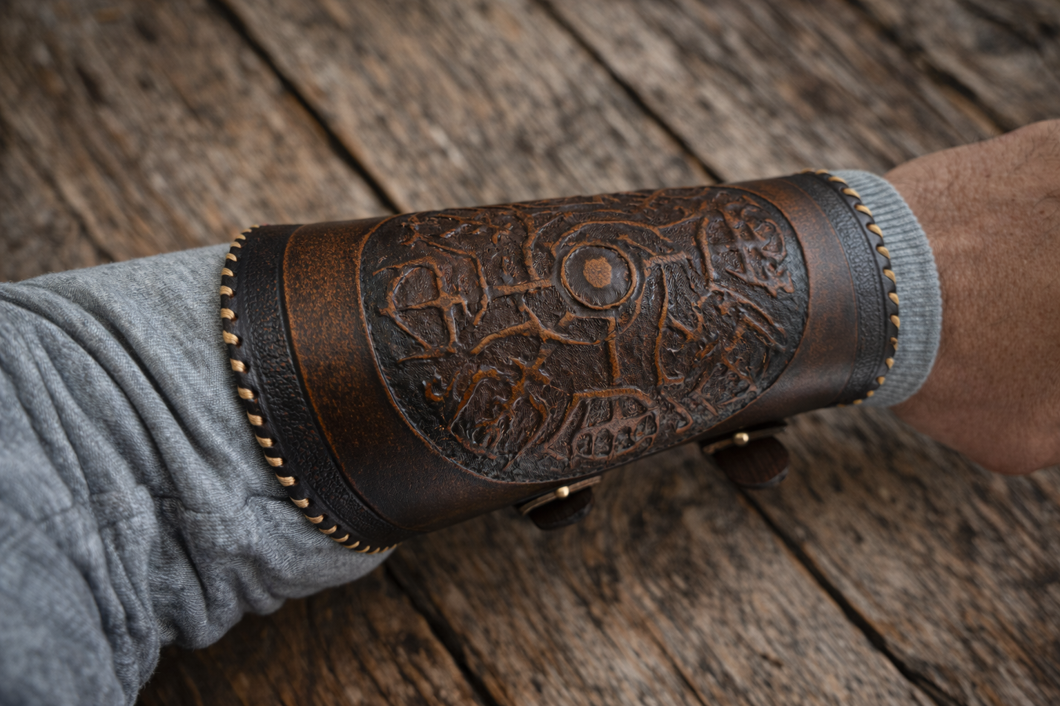 "Vegvísir" Leather Arm Guard