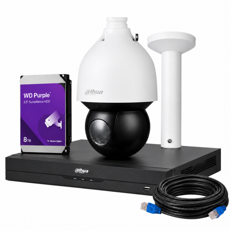 Dahua PTZ 8MP 25x Starlight Camerasysteem met 4 Camera's