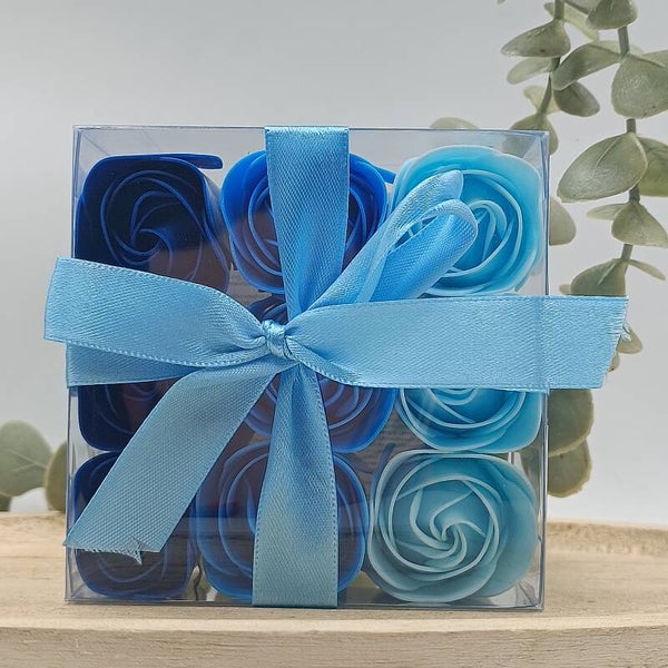 Coffret 9 Roses de Savon - BLEU
