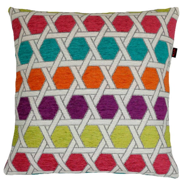 Chenille Quader 71006 Kissen mit bunt gewebten Chenille Quadern