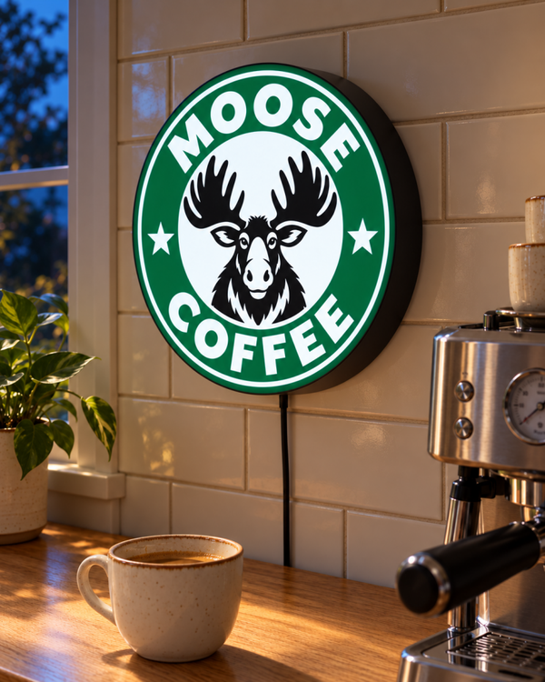 Moose Coffee Lightbox | Eland LED Bord | Koffiehoek Decoratie