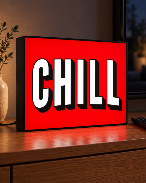 CHILL Lightbox – Retro LED Wanddecoratie – Koelwit