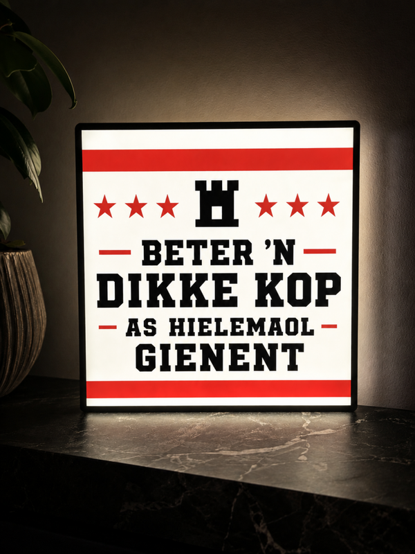 Beter ’n Dikke Kop Lightbox | Drentse spreuk | Mancave LED bord