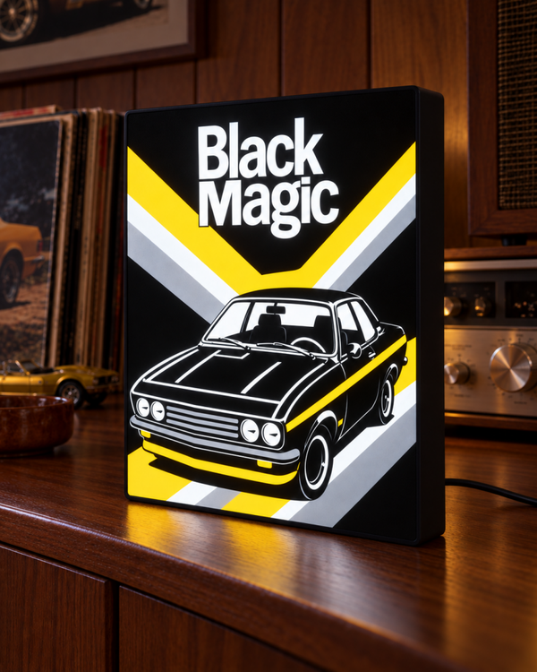 Opel Manta Black Magic Lightbox | Mancave LED bord | Garage decoratie