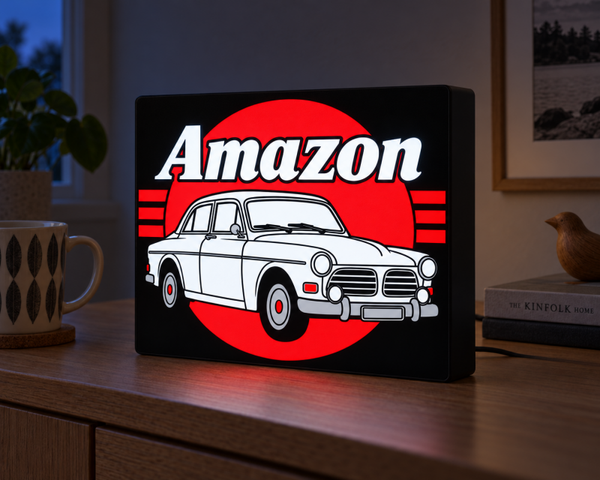 Amazon LED lightbox – Klassieke auto – Koelwit – 24 × 20 cm