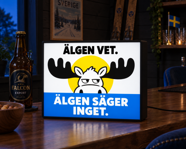 Zweedse Eland Lightbox | Älgen Vet | Mancave LED bord | Zweden decoratie