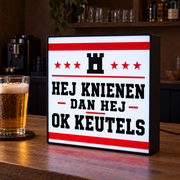 Hej Knienen Dan Hej Ok Keutels Lightbox | Drentse spreuk | Mancave LED bord