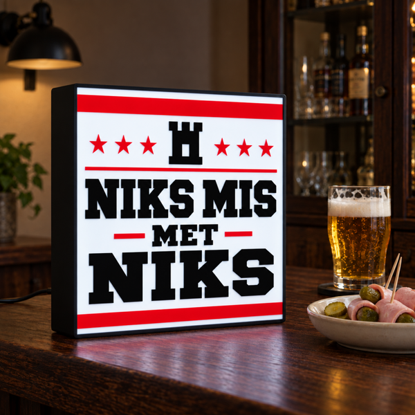 Niks Mis Met Niks Lightbox | Drentse humor | Mancave LED bord