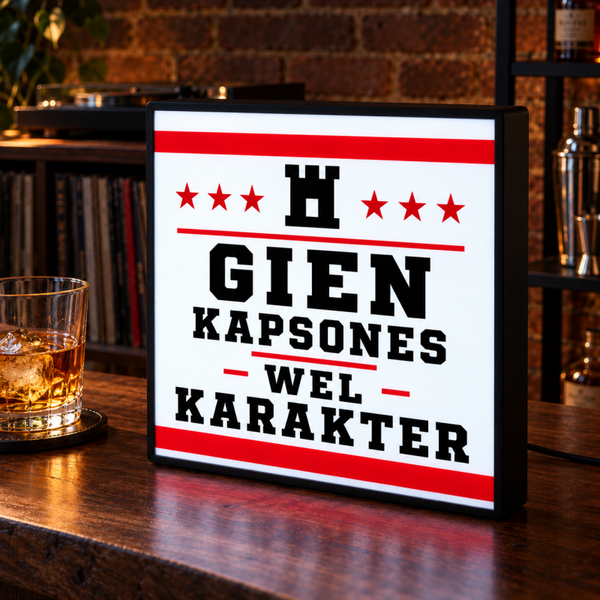 Gien Kapsones Wel Karakter Lightbox | Drentse spreuk | Mancave LED bord