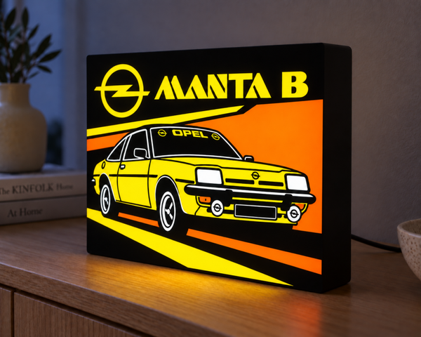 Opel Manta B Lightbox | Mancave LED bord | Oldtimer garage decoratie