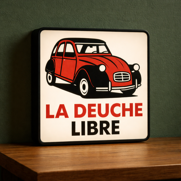 La Deuche Libre Lightbox – 2CV Vintage Wall Art – Warmwit LED