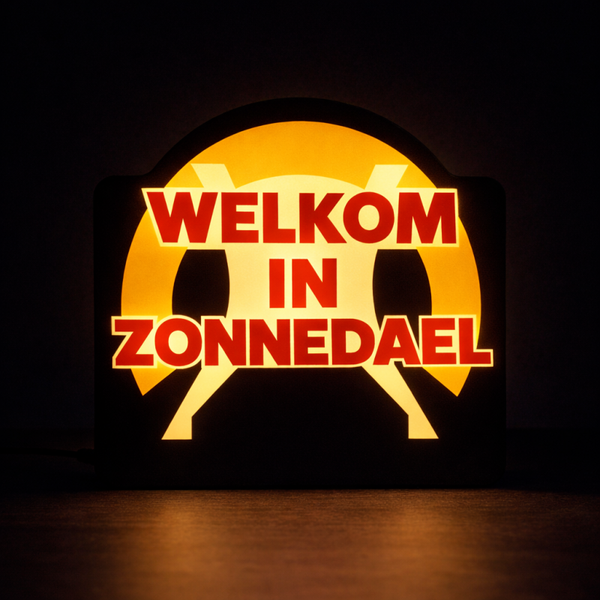 Welkom in Zonnedael Lightbox | Warmwit LED bord | Mancave decoratie