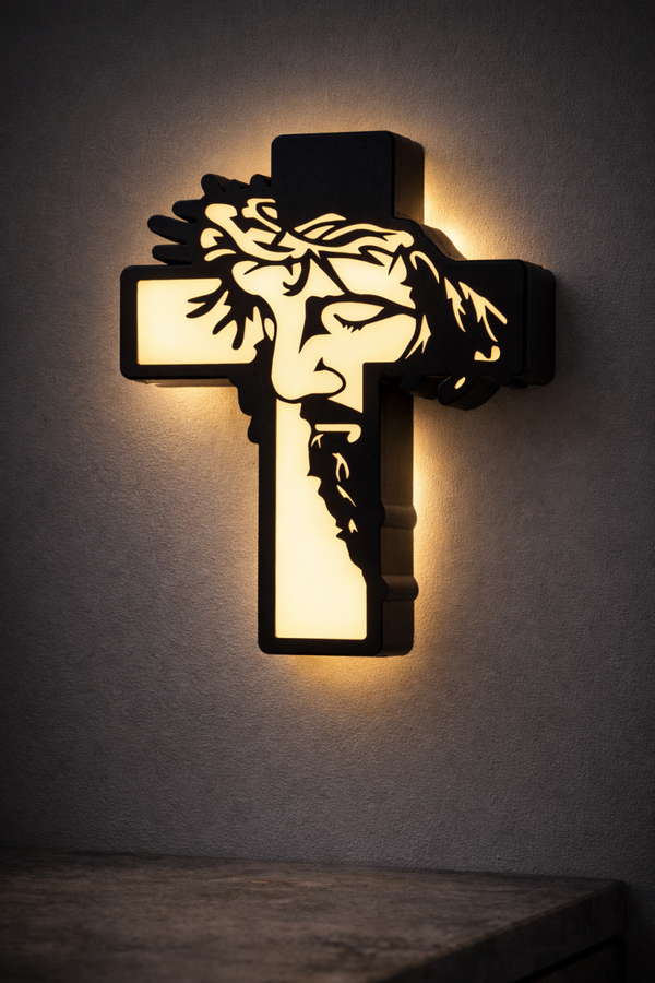 Jezus Kruis Lightbox | Warmwit LED kruis | Christelijke decoratie