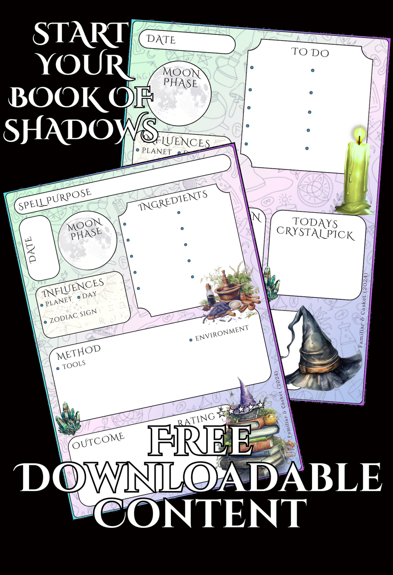 Free Downloadable Spell Record Page, Book of Shadows