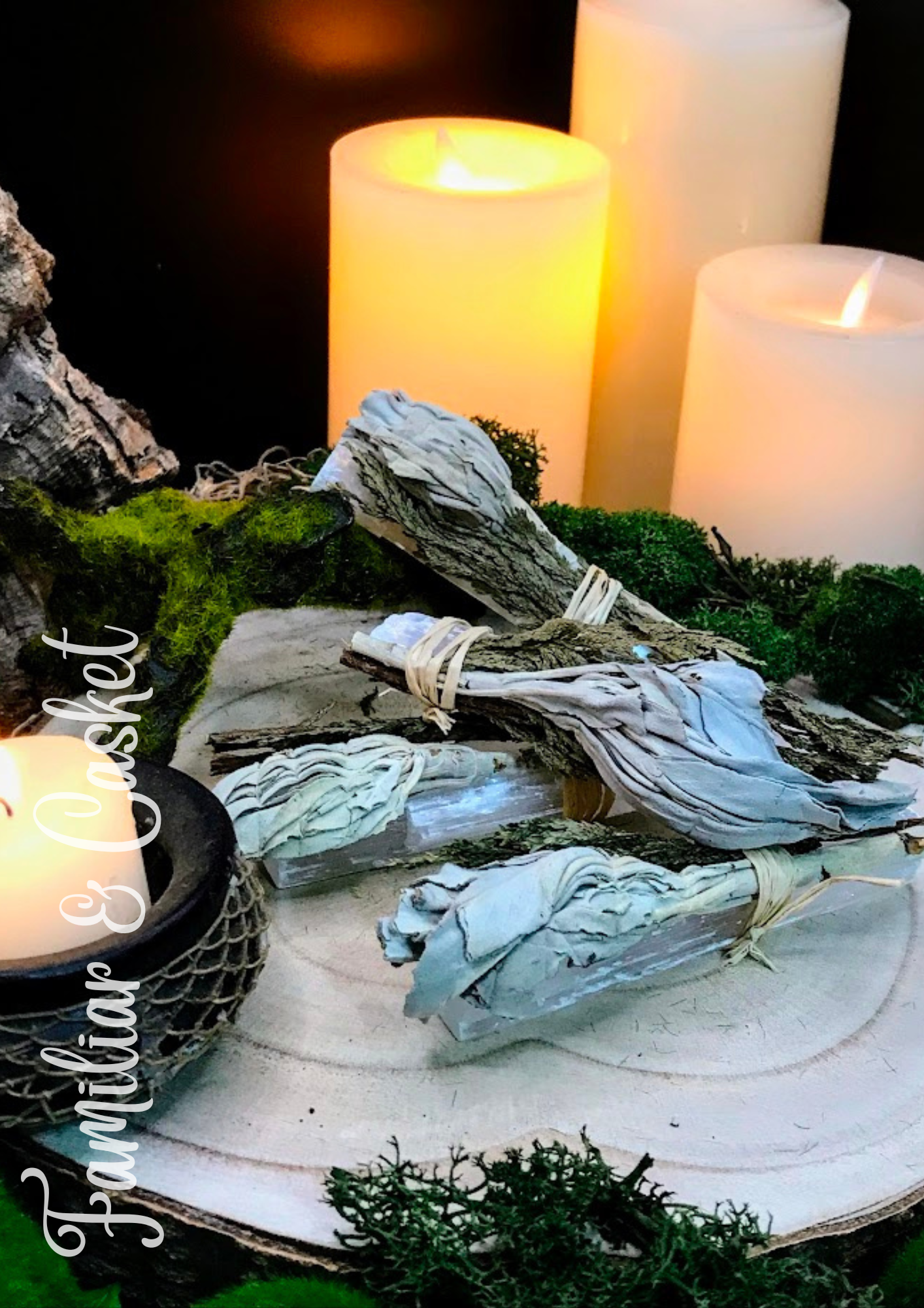 Selenite, Sage & Cedar Mini Smudge