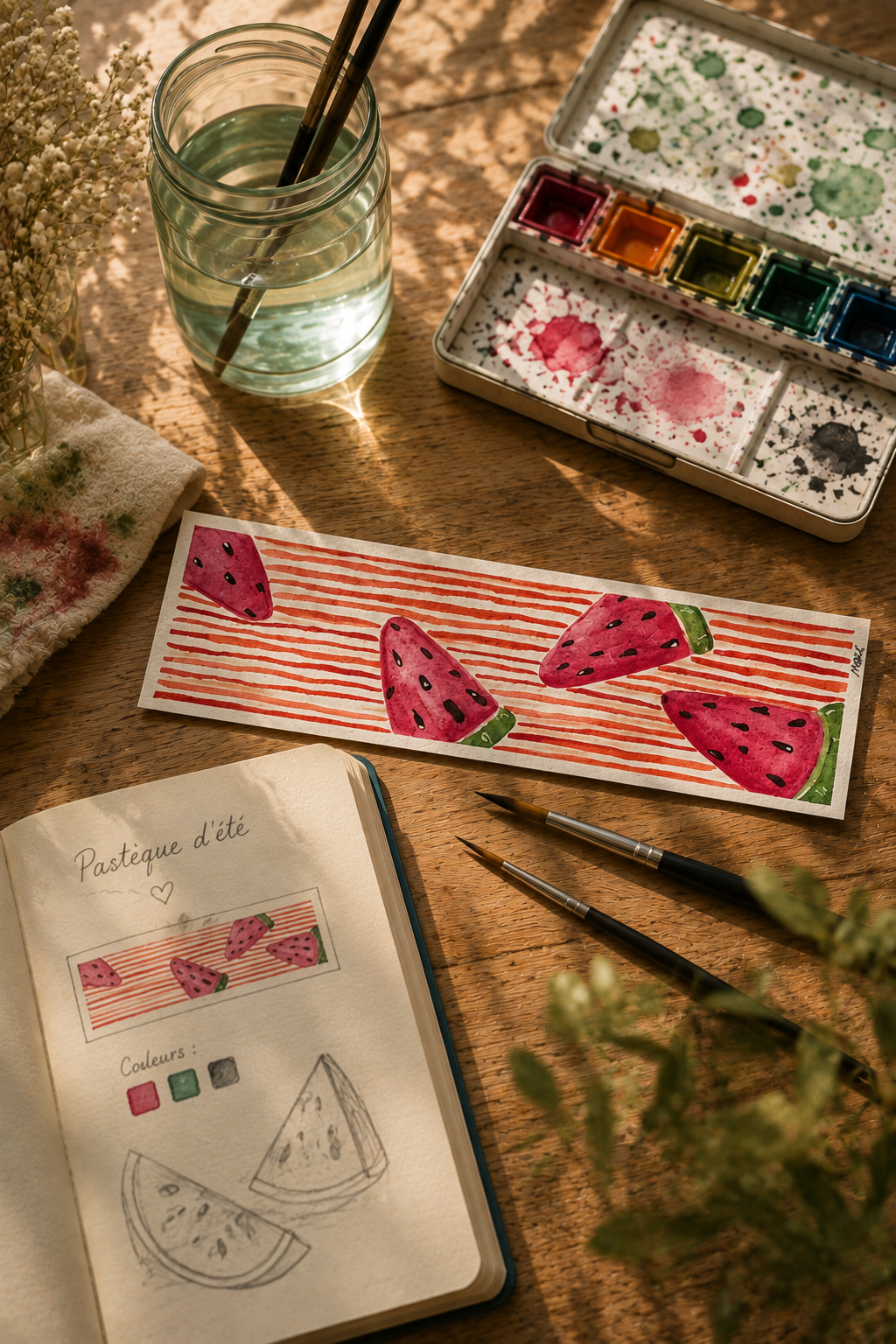Marque-page artisanal - Pastèques