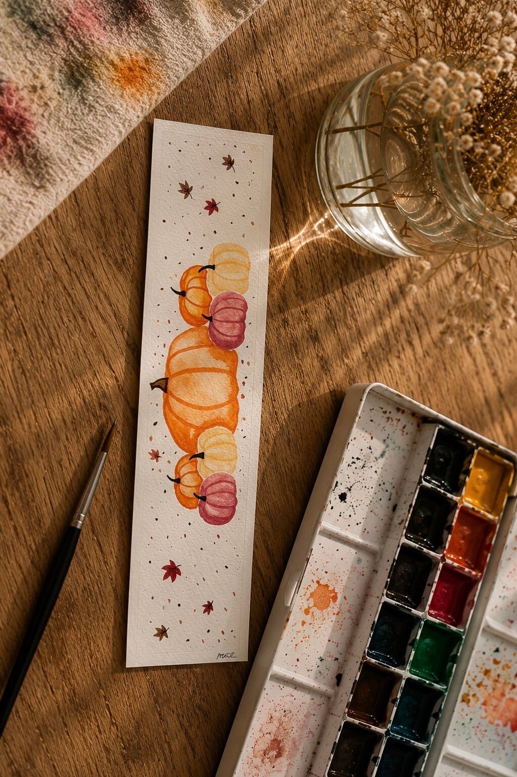 Marque-page artisanal - Citrouilles en groupe