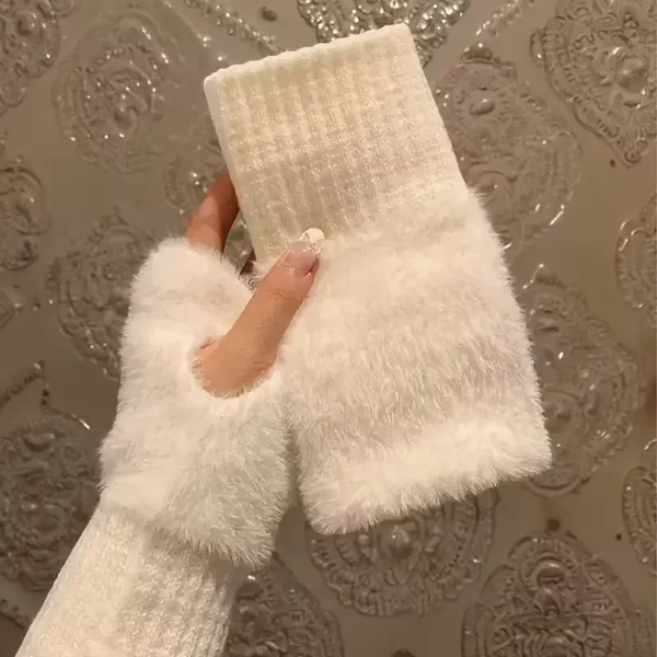 Fingerlose Plüsch-Handschuhe Unisex Flauschige Handstulpen in Mehreren Farben