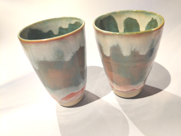 Duo tasses plage sable bleu