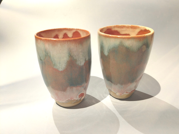 Tasses plage sable rose