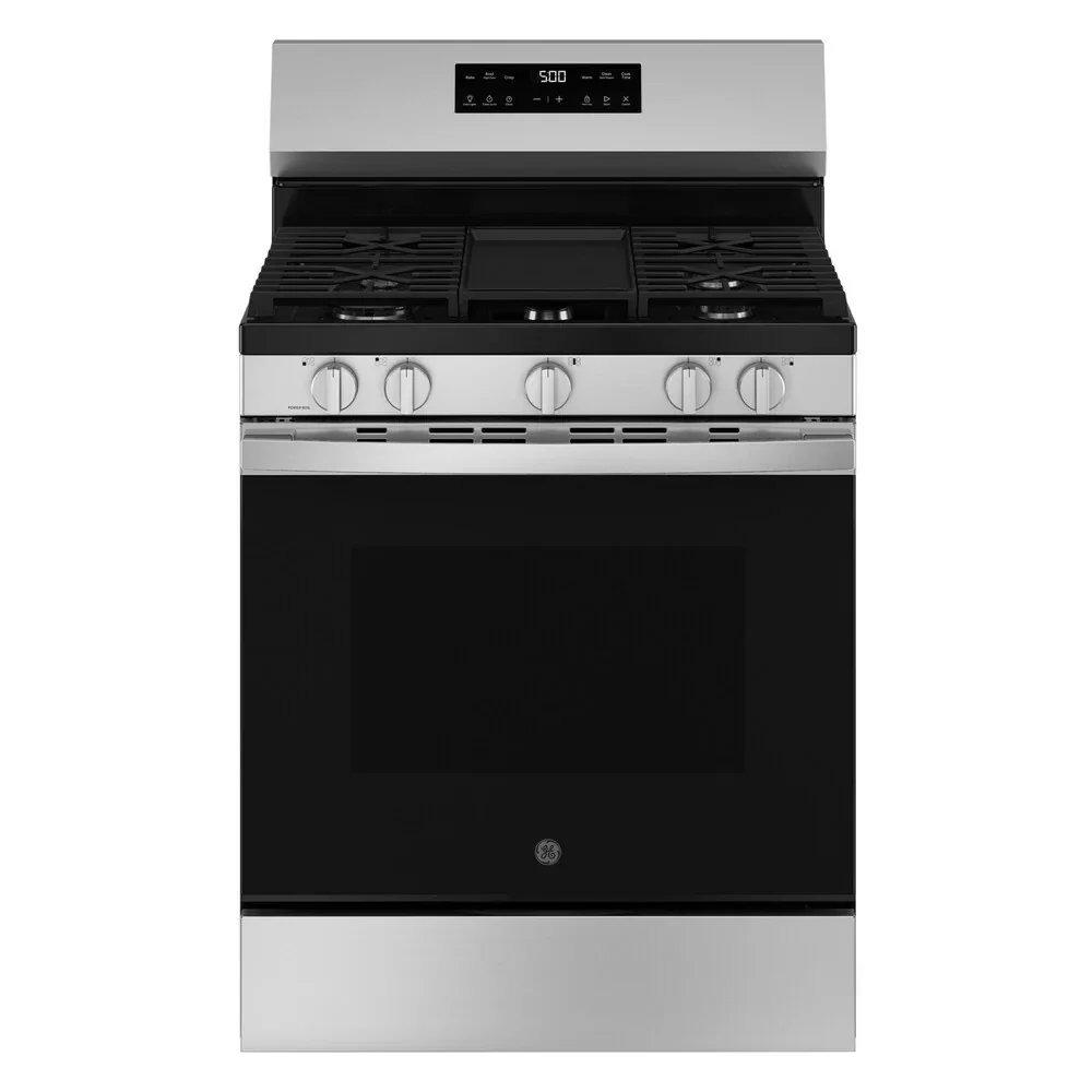 GE GGF500PVSS 30 inch Freestanding Gas Range with 5 Burners, 5.3 cu. ft. Capacity, Crisp Mode and Griddle (Stainless Steel)