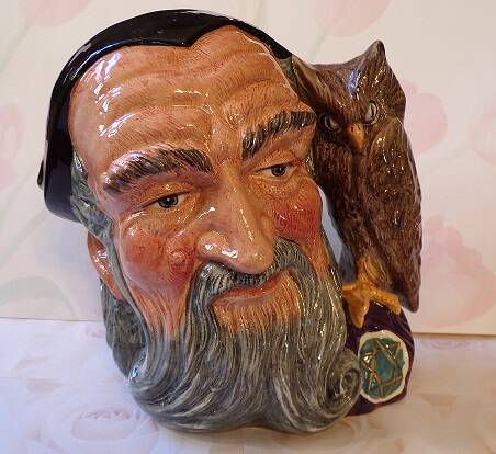 1959 Royal Doulton Merlin w/Owl Large Toby Character Mug Jug Vase