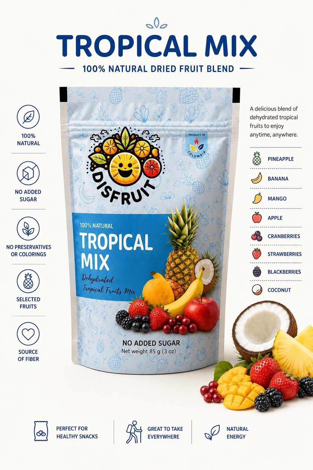 Tropical Mix - 100% Natural Dried Fruit Blend