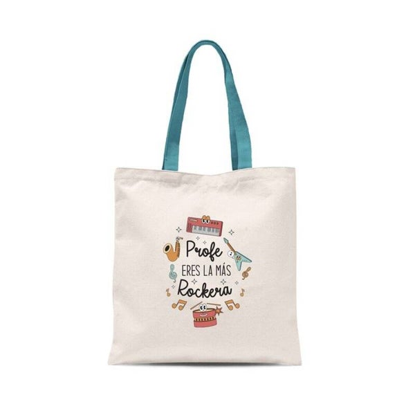 Bolsa algodón profe rockera con cremallera