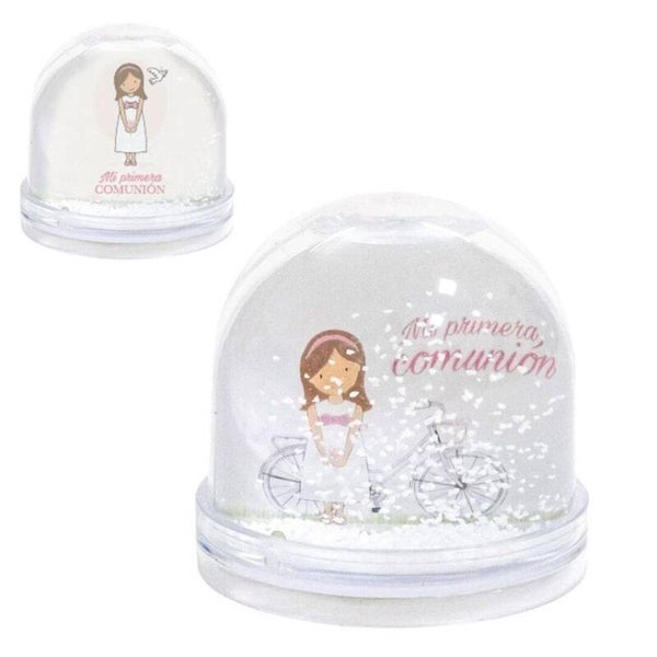 Porta fotos bola de nieve comunión niña