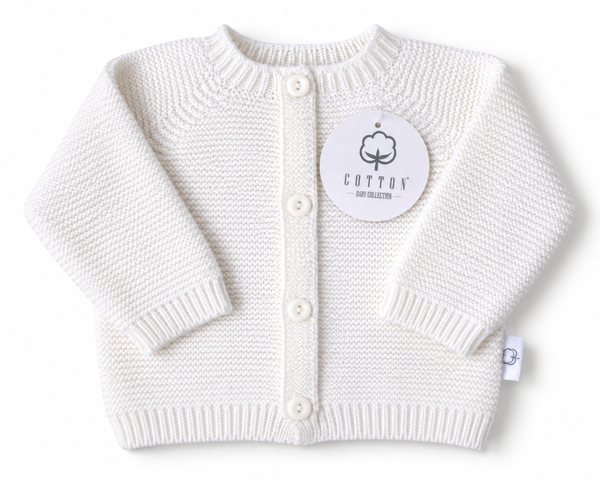 Baby Knit Cardigan .Pearl  100% Cotton (Customisation option)