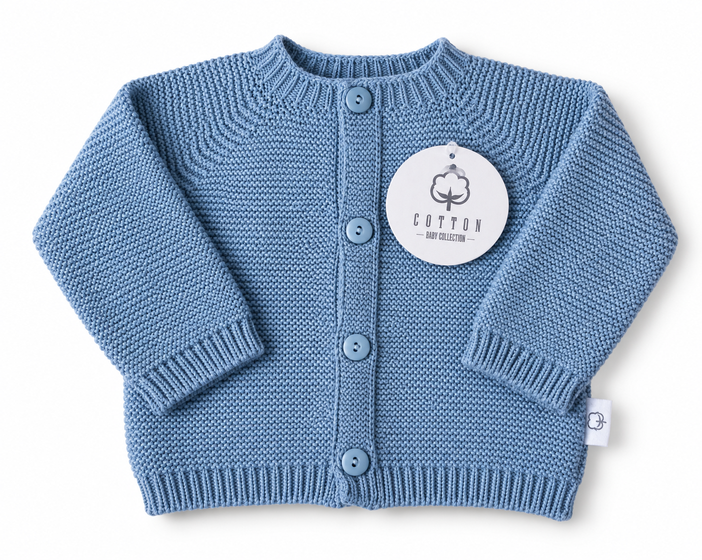 Baby Knit Cardigan.Cobalt/Blue 100% Cotton (Customisation option)