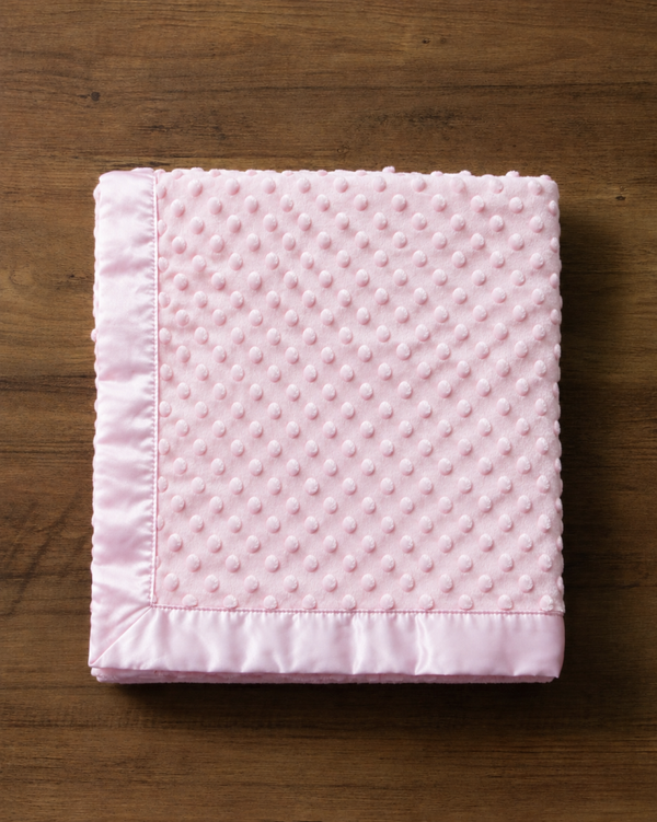 Minky dot Baby Blanket - Pink (Customisation Option)