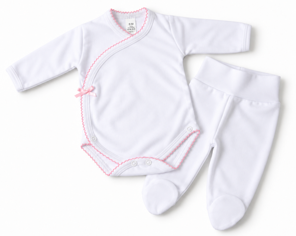 Bodysuit + Tights with Carded 100% Cotton. Pink  (Customisation option)