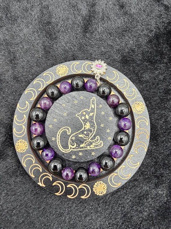 Diy Amethyst & Black Obsidian Bracelet