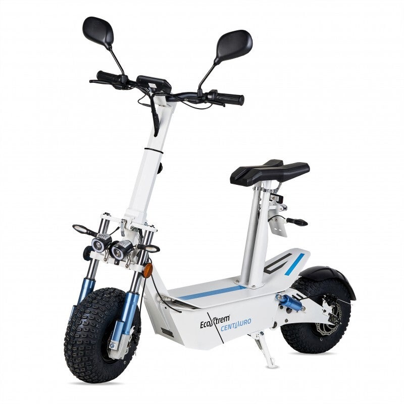MT - Patinete eléctrico Centauro matriculable con asiento y pantalla LCD XXL Blanco