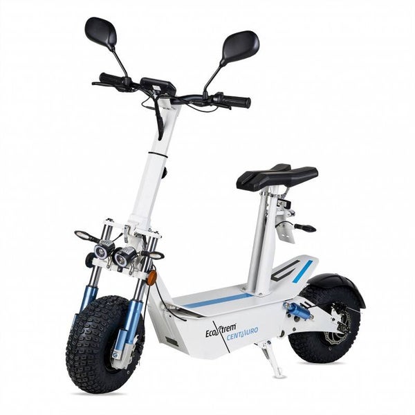 MT - Patinete eléctrico Centauro matriculable con asiento y pantalla LCD XXL Blanco
