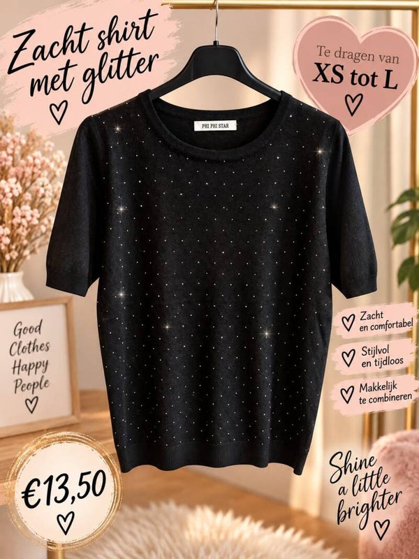 Glitter shirt zwart
