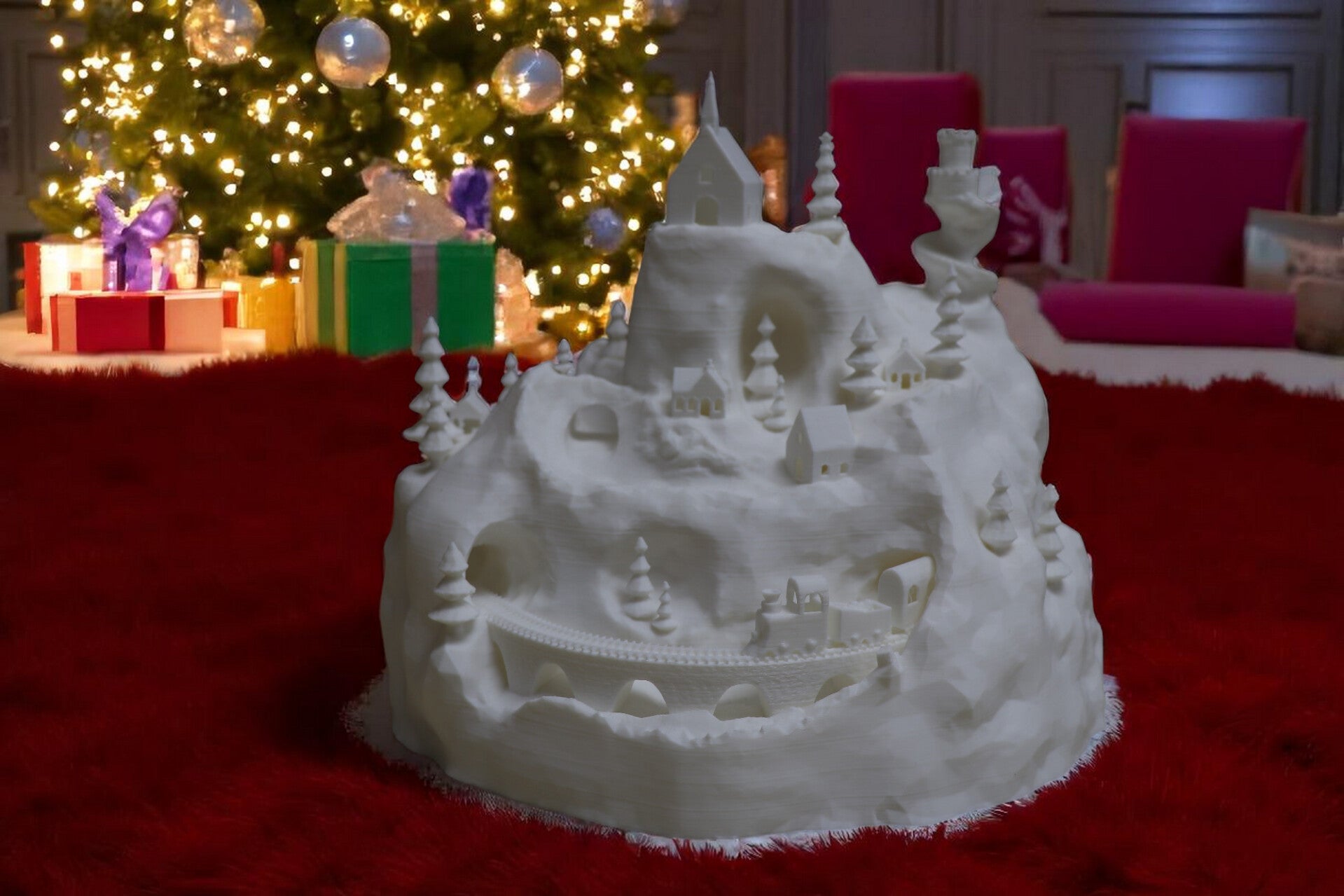 Weihnachtswinterdorf mit RGB Multi Mehrfarbige Großen LEDs