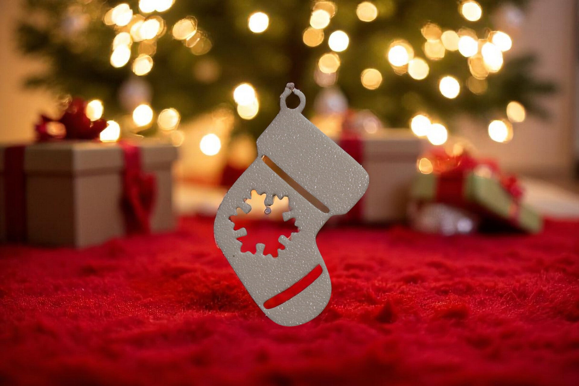 Fensterbild Weihnachtsdesign - Weihnachtsstiefel mit Schneeflocke