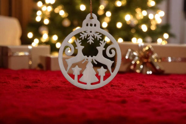 Fensterbild Weihnachtsdesign - Rentiere mit Baum und Sternen