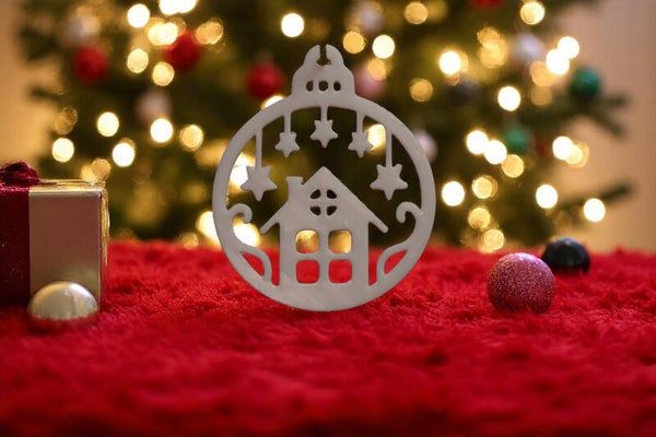 Fensterbild Weihnachtsdesign - Haus mit Sternen