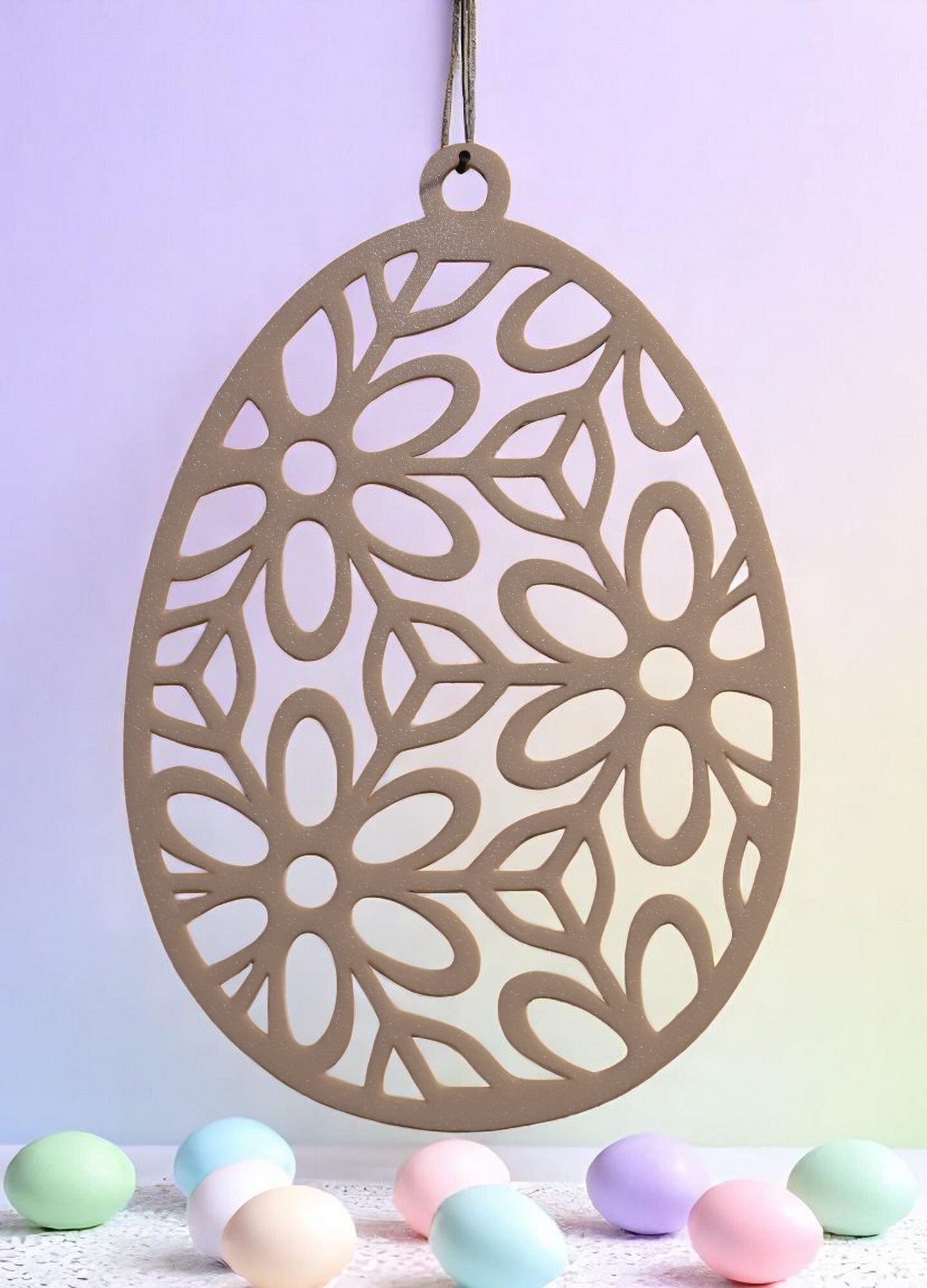 Fensterbild Osterdesign - Großes Ei mit Blumen