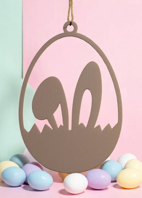 Fensterbild Osterdesign - Großes Ei mit Wiese und Ohren