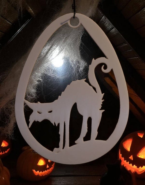 Fensterbild Halloweendesign - Katze v2