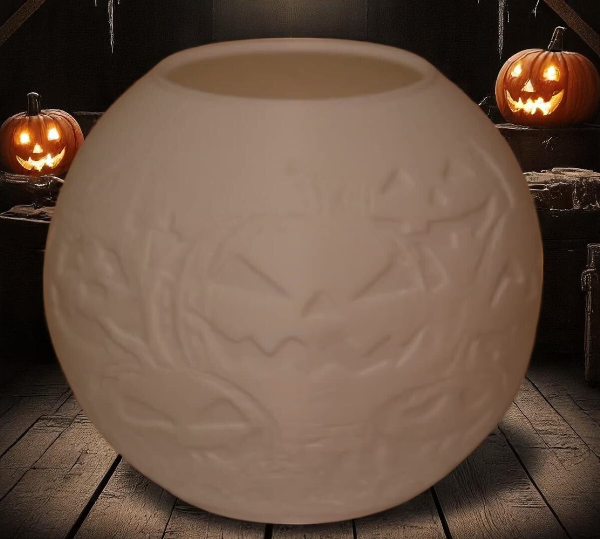 Teelichthalter Kugelform im Halloweendesign - KürbisMix