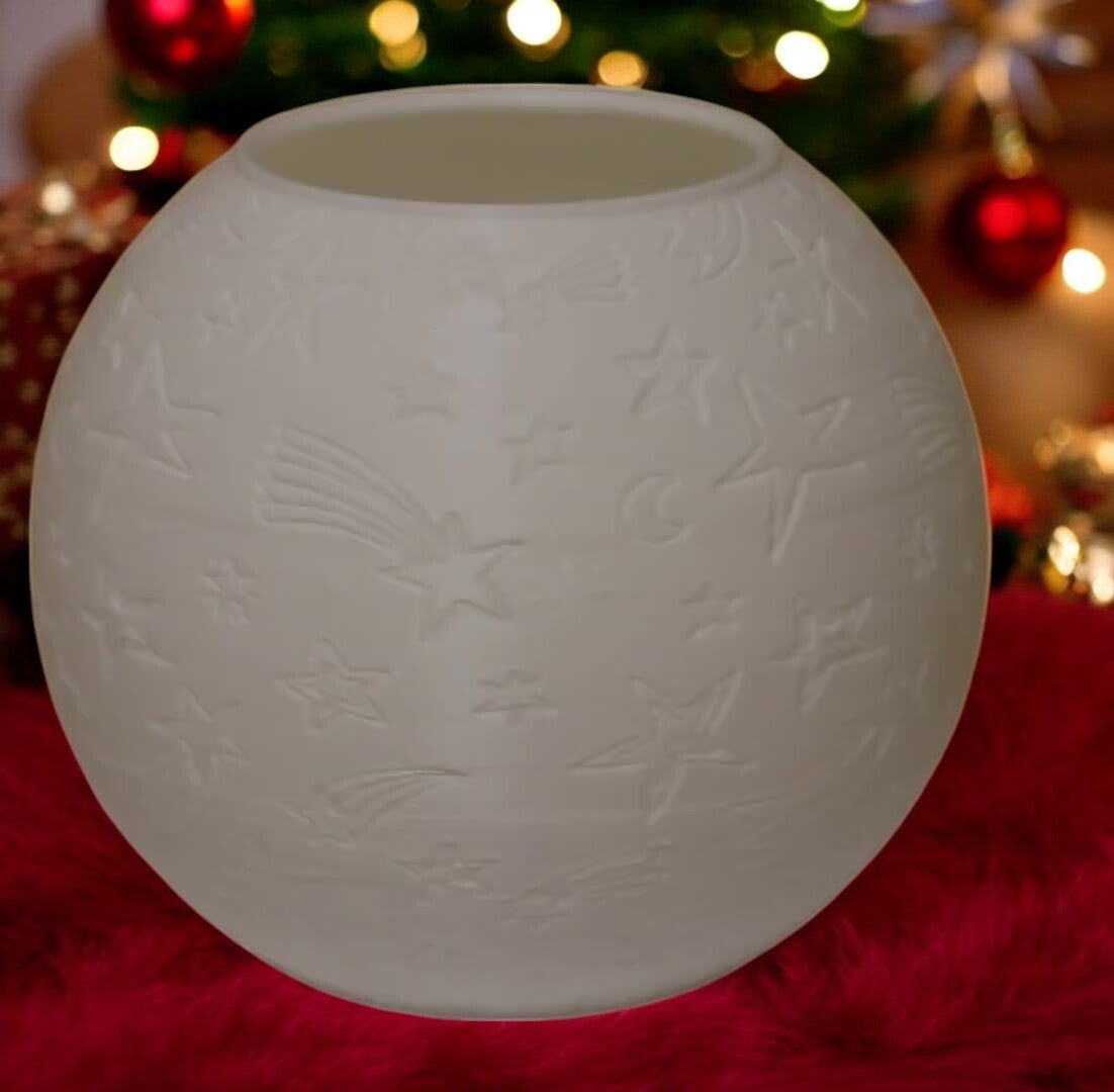 Teelichthalter Kugelform im Weihnachtsdesign - Sterne-Sternschnuppe v2