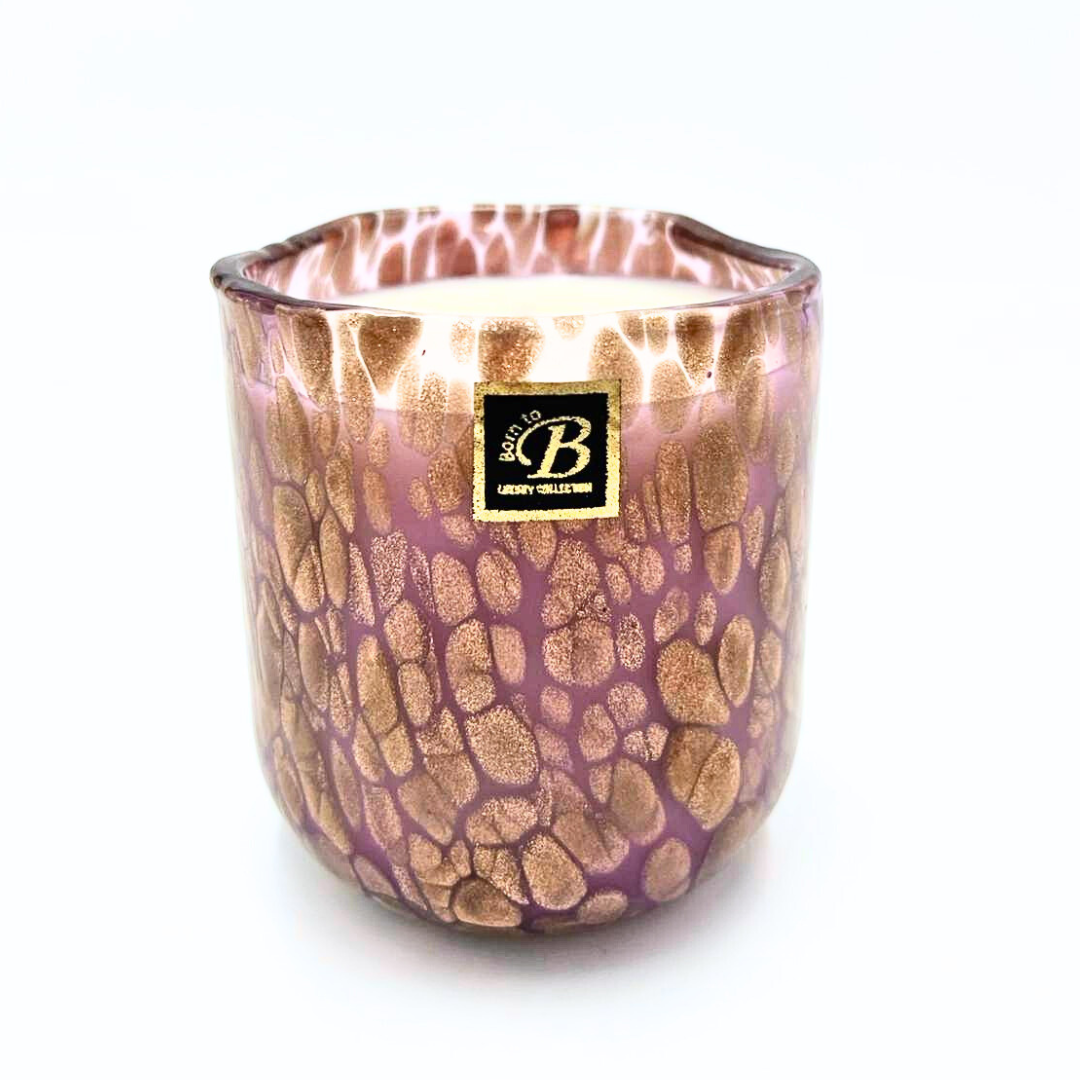 Bougie parfumée Ibiza - Verre soufflé mauve irisé
